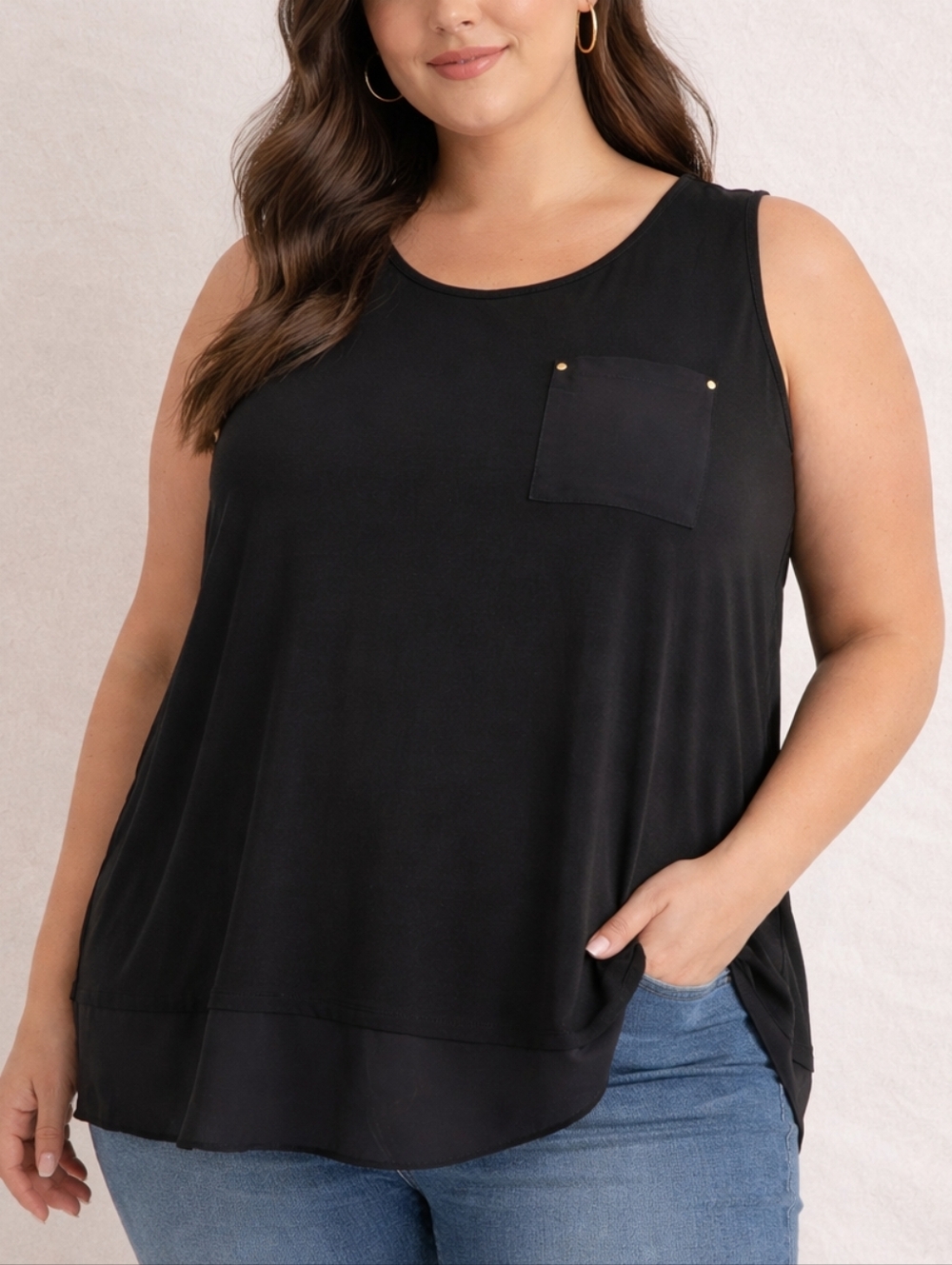 Calvin Klein Black Sleeveless Pocket Tank
